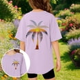 thumbnail image 3 of Back To School Clothes Girls Short Sleeve First Day Of School Shirt Letters Print Casual Loose Fit Summer T Shirt Top for Kids Girls,Purple,4-5 Years, 3 of 7