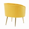 thumbnail image 5 of Modern Upholstered Leisure Velvet Accent Barrel Chair Comfy Club Chair Single Sofa Chair Armchair with Gold Metal Legs for Living Room Bedroom Home Office, Yellow, 5 of 7