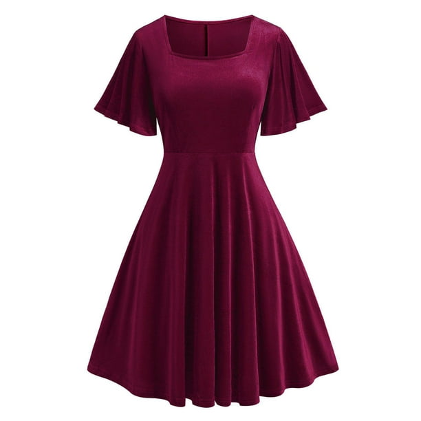 Vestido Talla Extra Terciopelo Manga Campana Rosegal vestidos