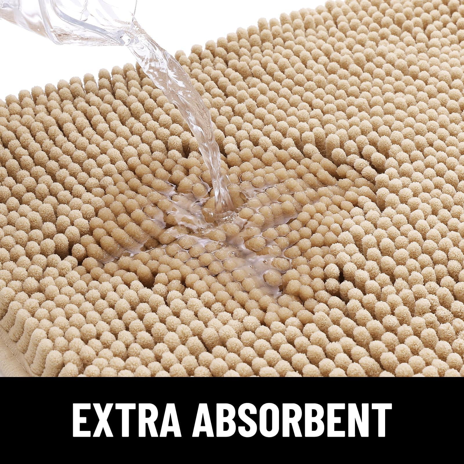 Buganda Dog Door Mats for Muddy Paws, Washable Dirt Trapper Front Door Rugs, Non-Slip Absorbent Chenille Indoor Doormats(36"x24", Beige)
