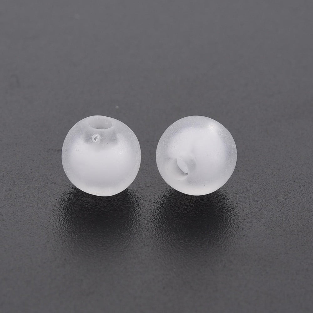 500g Frosted Acrylic Beads Bead in Bead Round White 12mm Hole: 2.5mm 570pcs/500g
