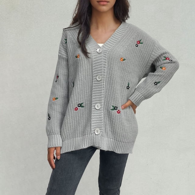 RXIRUCGD Blouse à Manches Longues Col en V pour Femmes Rayée Ample Assortie, Gris, Taille : L