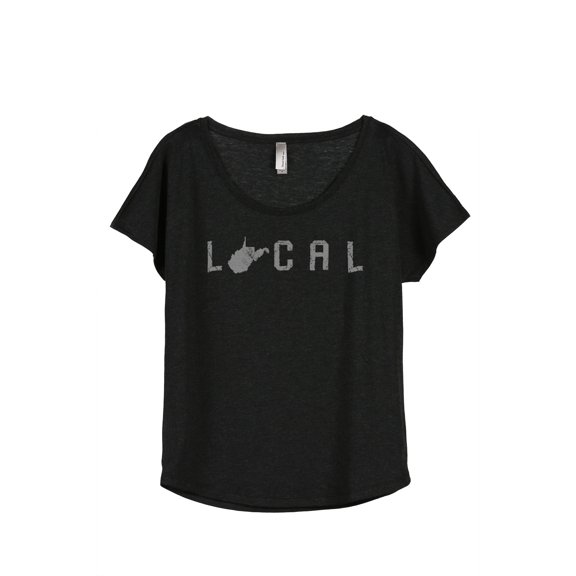 Thread Tank Local West Virginia State Women's Relaxed Slouchy Dolman T-Shirt Tee Heather Black Large