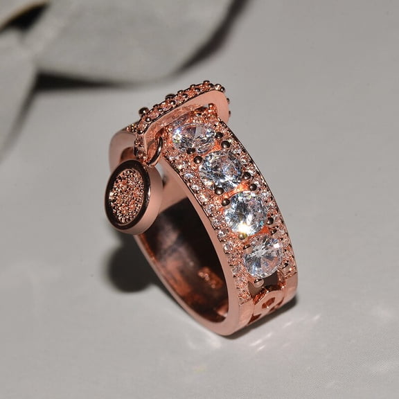 New Vintage Rose Gold Filled Wedding Rings For Women Fashion Jewelry Luxury White Zircon Engagement Ring