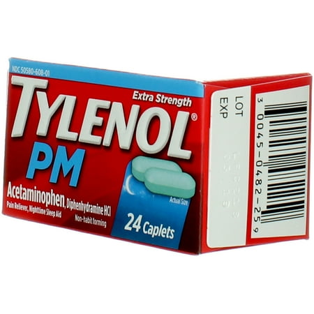 TYLENOL Extra Strength PM Caplets 24 ea (Pack of 6)