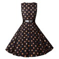 thumbnail image 3 of Fesfesfes Women's Summer Sleeveless O Neck Halloween Pumpkin Vintage Print Swing Dress, 3 of 6