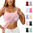 thumbnail image 2 of JULMCOMO White Tank Tops with Built In Bras Shelf Bra Camisoles Adjustable Spaghetti Strap Tank Tops Yoga Workout Plus Size Padded Undershirts XL, 2 of 7