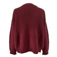 thumbnail image 5 of Wang6 Womens Plus Size Cardigan Sweaters Fall Pink Open Front Knit Sweater Long Sleeve Knitted Tops Causal V Neck Solid Outwear Red XL, 5 of 5