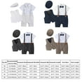 thumbnail image 2 of IBTOM CASTLE Baby Boy Gentleman Outfit Formal Tuxedo Suit Bowtie Romper Overalls with Vest Hat Birthday Wedding Party Clothes 6-9 Months Black - Short Sleeve, 2 of 2