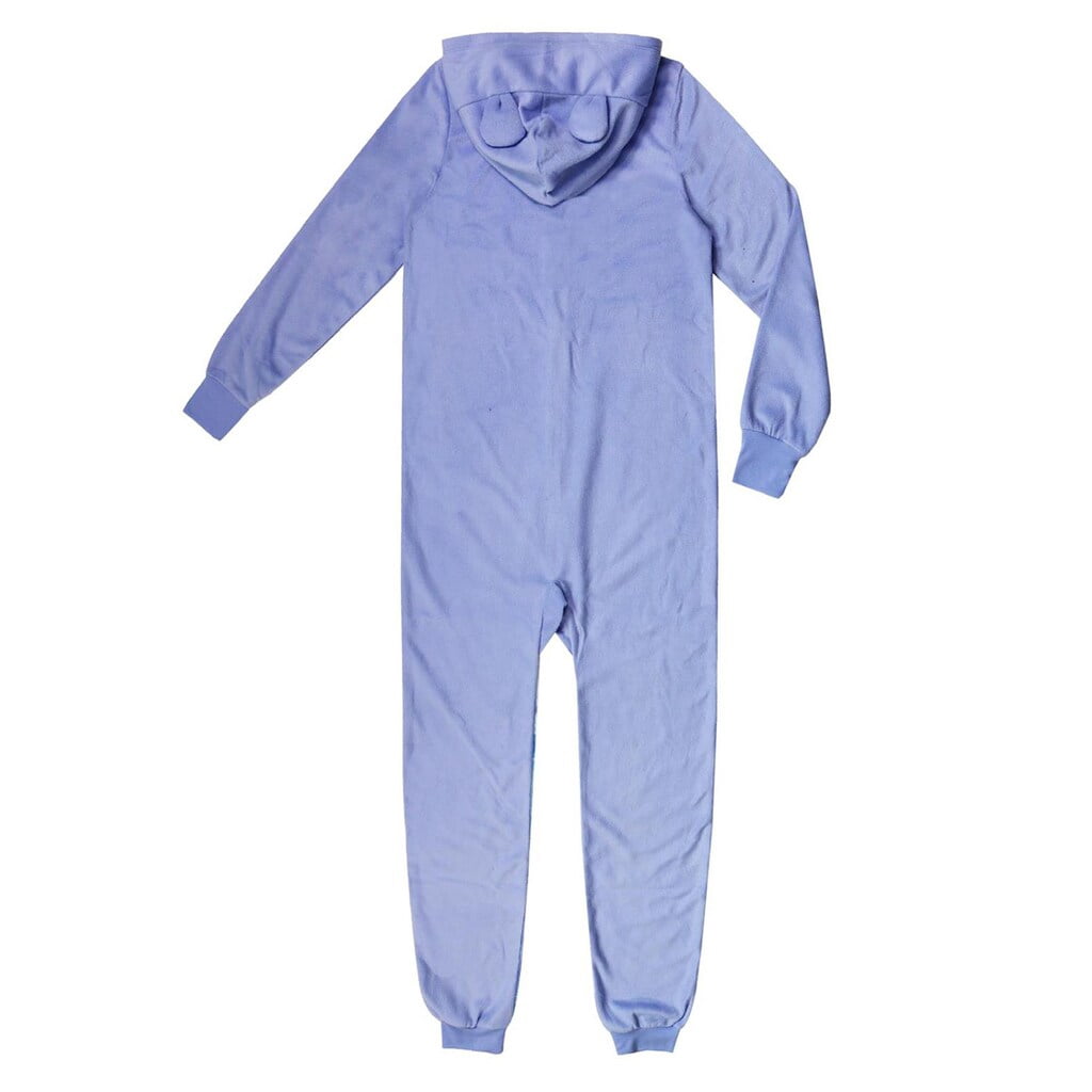 Girls White & Blue Puppy Dog One Piece Sleeper Bodysuit w/ Hood X-Small (4/5)
