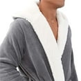 thumbnail image 4 of WZXFASHION Men's Winter Plush Lengthened Shawl Bathrobe Home Clothes Long Sleeved Robe Coat Intimates Grey XXL, 4 of 7