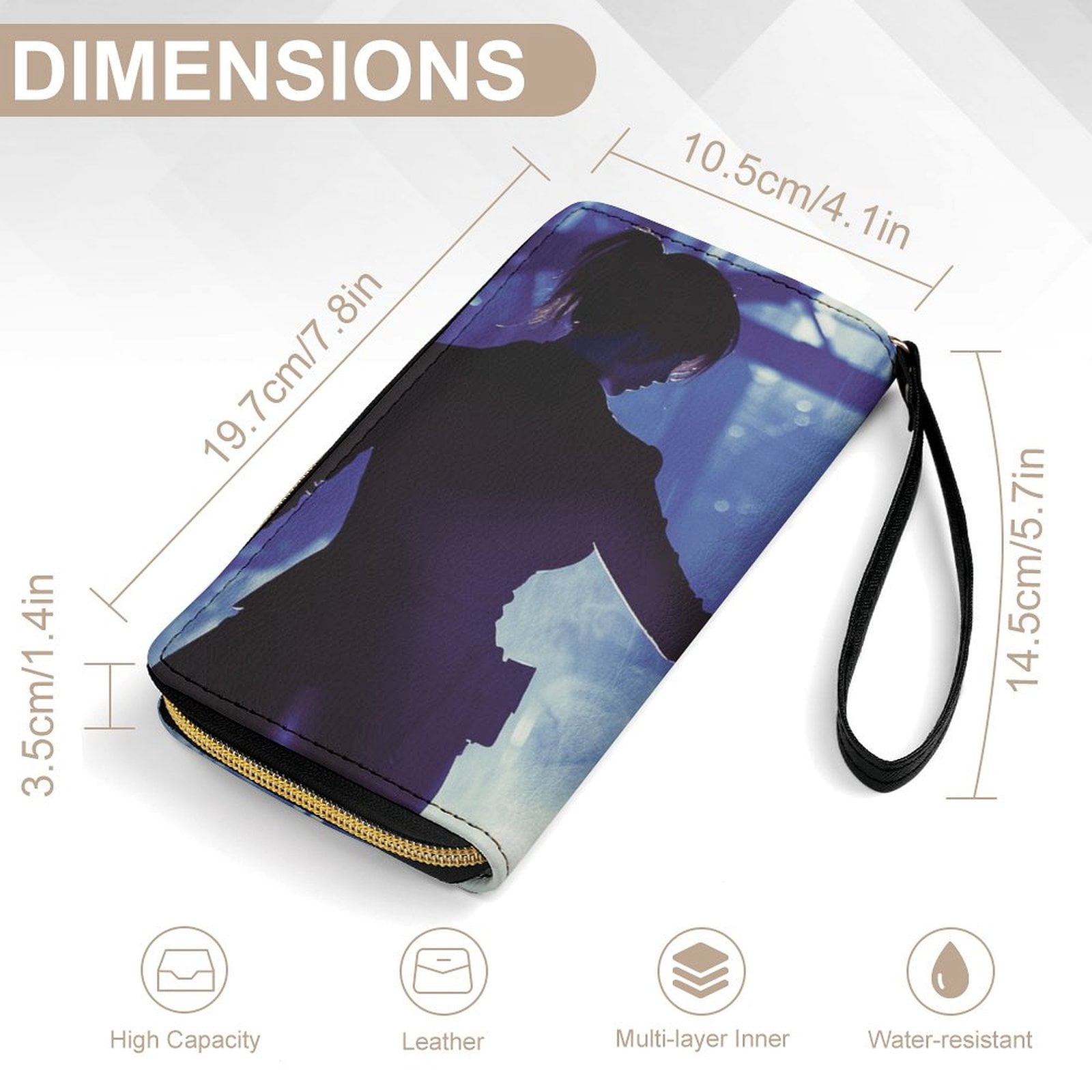 Womens Wallet Bifold Ladies Cluth Bag Wristlet Wrist Strap Long Purse Agent Game Design