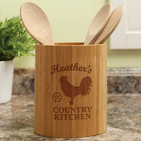 Country Kitchen Personalized Bamboo Utensil Holder Walmart Com