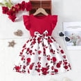 thumbnail image 2 of Pounoo New Dresses For Girls Fashion Print Sleeveless Flower Girl Dresses Round Neck Knee Length Dress Bowknot Quick Drying Kids Dresses Girls 4-16, 2 of 9