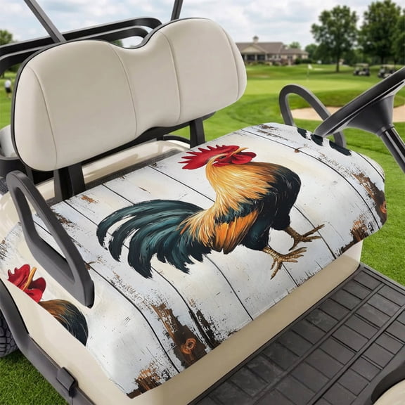 Golf Cart Seat Covers for 2 Seater,Vintage Rooster Microfiber Cart Seat Towel Blanket,Watercolor Retro Farmhouse Rooster Absorbent Breathable Non Slip Bench Seats Protector for Golf Course 51"x31"