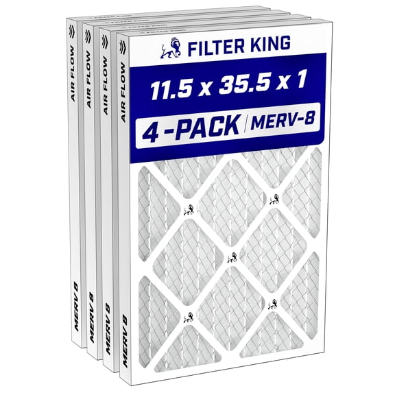 Filter King 11.5x35.5x1 Air Filter MERV 8, AC Furnace Filters (4-Pack)