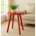 thumbnail image 2 of LIFERECORD Small Side Table – Indoor & Outdoor Steel Powder Coated Round Patio Table with Square Legs for Patio, Living Room, Bedroom, Red, 2 of 7