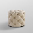 thumbnail image 4 of Inspired Home Ottoman en Lin Sablé Rond Moderne Contemporain 1 Pce, Beige, 4 of 7