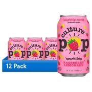 (12 pack) Culture Pop Soda Raspberry Lemonade, Probiotic Soda, 12 fl oz
