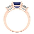 thumbnail image 4 of 4.0ct square emerald cut blue tanzanite 14k rose gold 3 stone Bridal Wedding Engagement Promise Anniversary Ring for Women size 4.5, 4 of 7