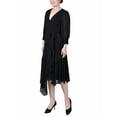 thumbnail image 2 of NY Collection Petite 3/4 Sleeve Belted Chiffon Hankerchief Hem Dress, 2 of 4