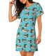 thumbnail image 2 of Fotbe Mallard Ducks Swimming In The Lake Bata de Dormir para Mujer con Estampado, Camisón de Algodón de Manga Corta, Ropa de Dormir Casual, 2 of 6