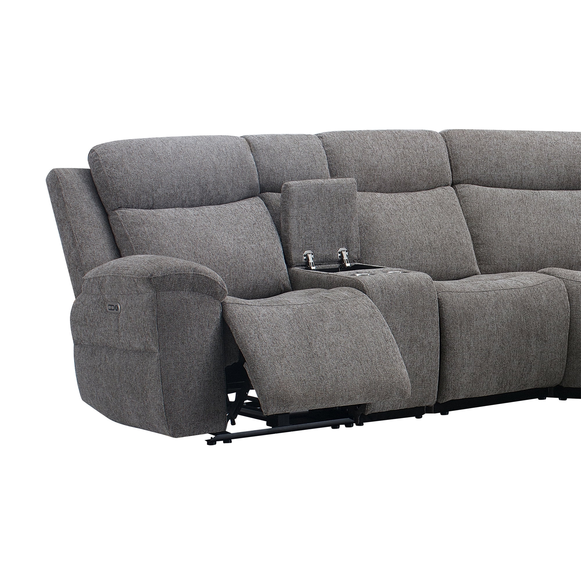 AC Pacific Tammy 6-Piece Reclining Sectional Sofa, Dark Grey