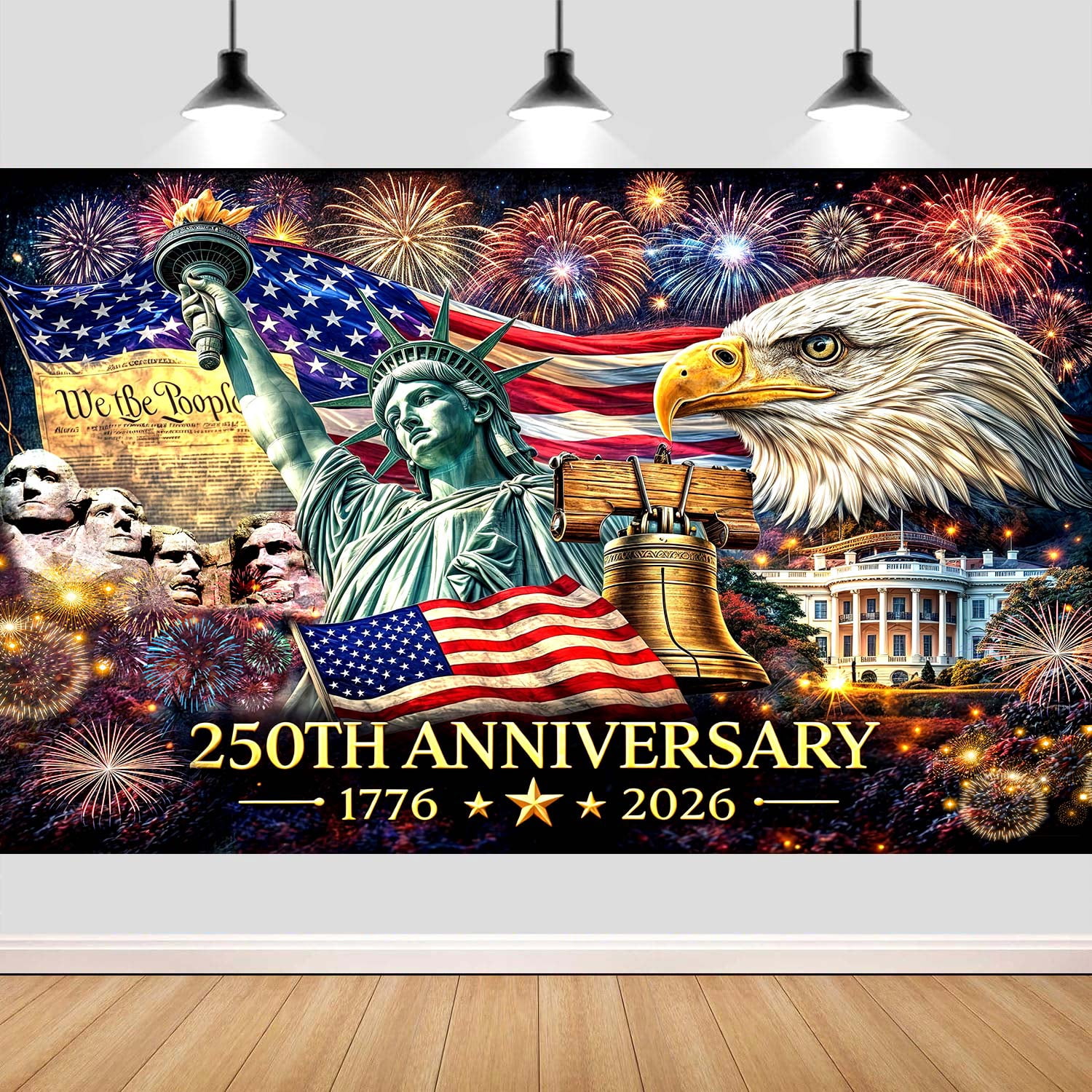 7x5 Ft 250th Anniversary Backdrop, American Independence Day Decorations Banner,  1776-2026 Patriotic Photography Background for 4th of July Party Supplies