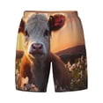thumbnail image 4 of Lsque Mens Swim Trunks Sunset Calf Flower Field Pattern - Bathing Suit Compression Liner - Beach Swim Shorts Swimwear - (S-3XL) - Stretch Quick Dry -Small, 4 of 9