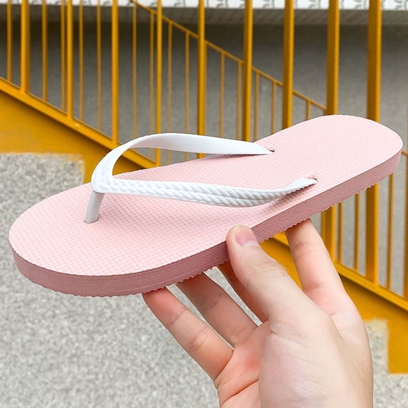 Bkhluea Women Braided Strap Two-Tone Flip Flops Slip On Comfortable Footwear For Indoor Outdoor Beach Shower Casual Activities