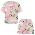 thumbnail image 3 of Flamingo Pattern Pajama Set for Women 2 Piece Sleepwear Loungewear Short Sleeve, 3 of 7