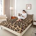 thumbnail image 3 of Erosebridal Leopard Pattern Personalized Gifts Bed Sheets,Brown Alphabet R King Sheets For Adult Women 4 Pieces, 3 of 6