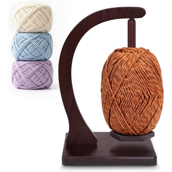 Wooden Yarn Holder, 360? -Free Rotating Yarn Spinner with Spindle, 1.21lbs Load Capacity, Portable Knitting & Crocheting Accessories for Crocheters & Knitters