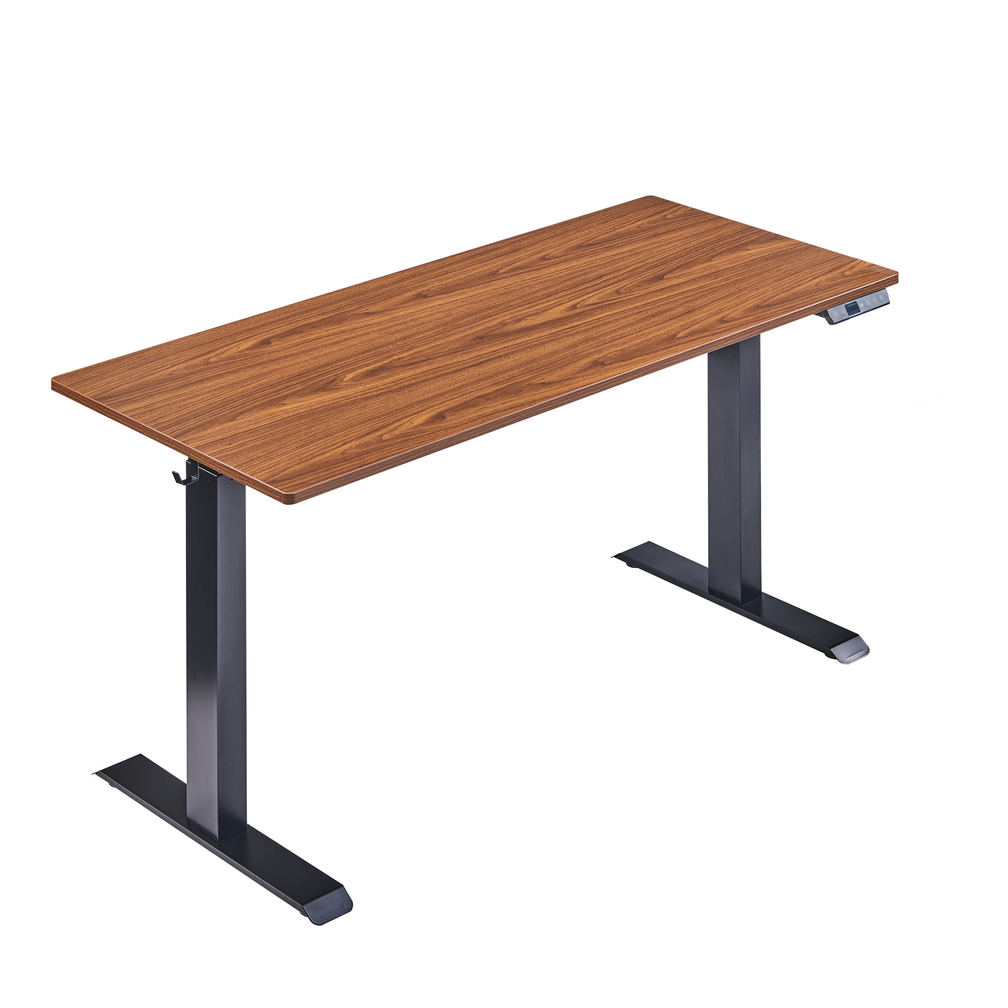 Electric Standing Desk, Adjustable Height Stand up Desk, 24x48 Inches Sit Stand Home Office Desk, Black Frame/Mahogany Top