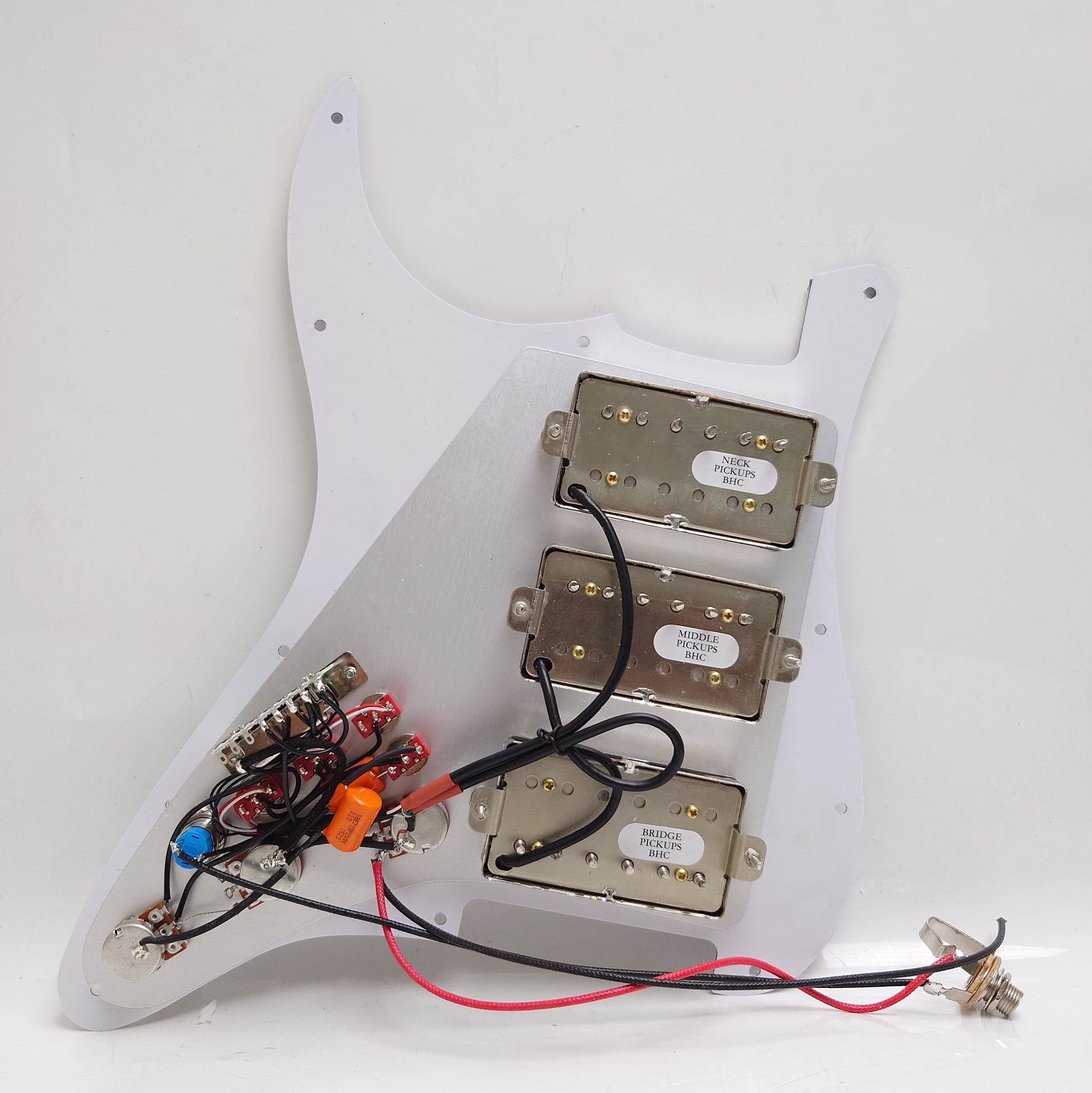 HHH Guitar Prewired Loaded Pickguard, With Alnico 5 Humbuckers Pickups, Coil Splitting, For Fender Strat Guitar