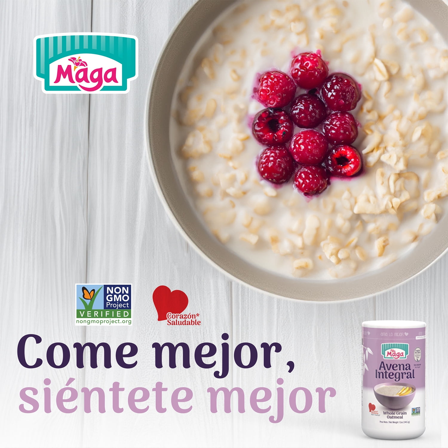 Maga Whole Oats, Healthy Heart, 12oz, Shelf Stable, Plastic Can
