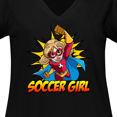 thumbnail image 4 of Inktastic Soccer Girl Superhero Women's Plus Size V-Neck T-Shirt, 4 of 5