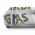 thumbnail image 3 of Mardi Gras Soft Flannel Fleece Blanket, Lettering with Traditional Patterns Dots Checkered Motif Lily Flowers, Cozy Plush for Indoor and Outdoor Use, 70" x 90", Purple Green Yellow, by Ambesonne, 3 of 6