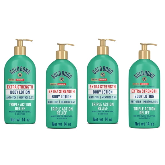 4 Pack Gold Bond Extra Strength for Extra Dry & Itchy Skin Body Lotion 14oz Each