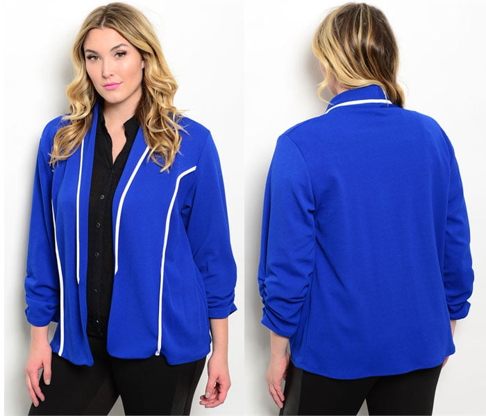 JED FASHION Women's Plus Size Casual Blazer Jacket