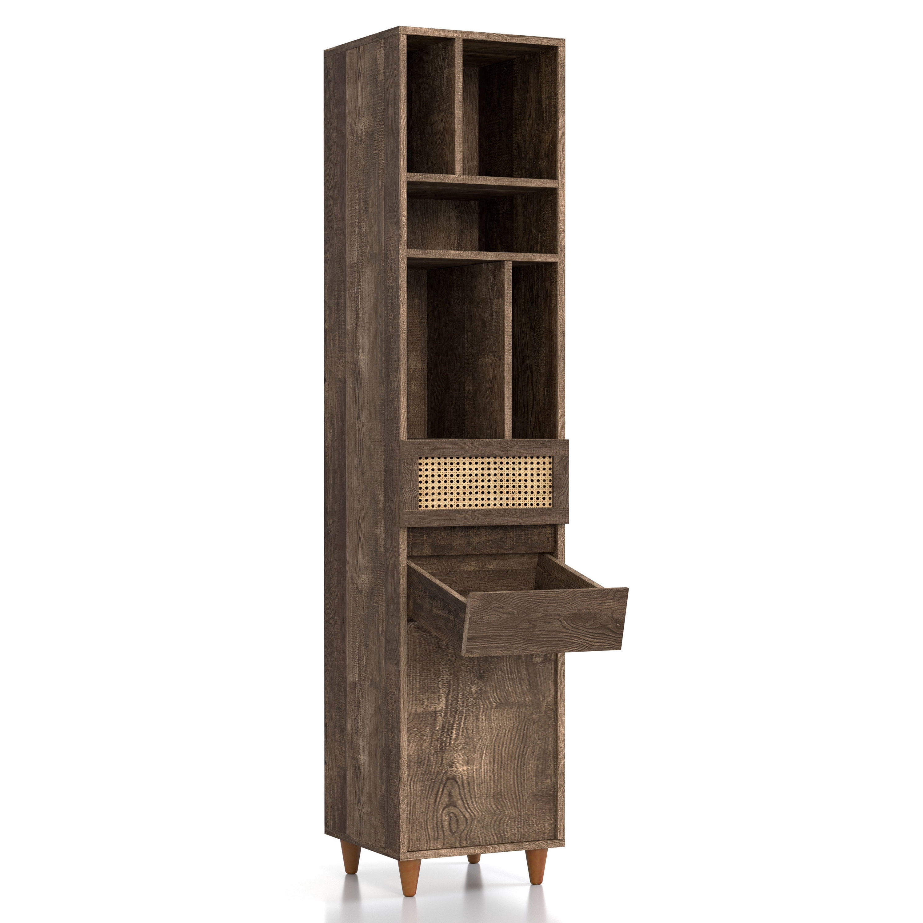 Furniture of America Burd Modern Multi-Storage TV Tower, Reclaimed Oak
