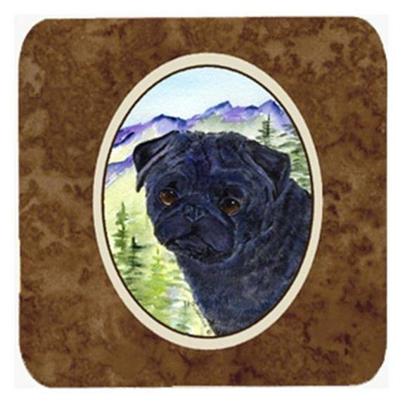 Pug Foam Coasters - Set Of 4, 3.5 x 3.5 In.