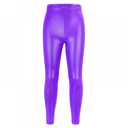 

URMAGIC Girls Metallic Leggings High Waisted Kids Yoga Pants Stretch Shiny Running Dance Tights for Teen School Workout 4-10 Years