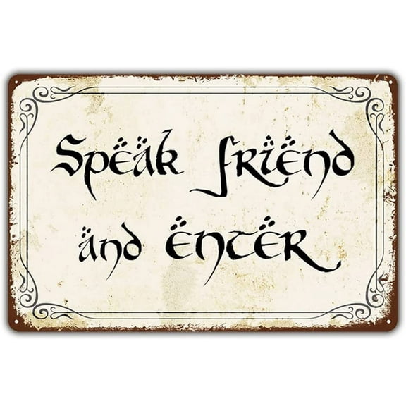 Vintage Style Funny Tin Sign, No Admittance Except on Party Business, Door Sign Gift for LOTR Fans, Metal Signage, 8x12 Inches