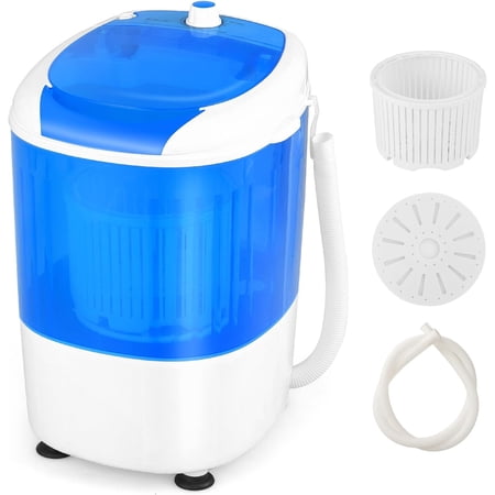 COSTWAY Portable Mini Washing Machine with Spin Dryer, Washing Capacity 5.5lbs, Electric Compact Machines Durable Design Energy Saving, Rotary Controller, Laundry Washer for Home Apartment RV, Blue