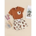 thumbnail image 3 of Suealasg Toddler Baby Girls 2Pcs Summer Clothes Set Short Sleeve T-shirt + Cow Print Shorts Set 3M 6M 12M 18M 24M 3T Infant Girls Western Outfits, 3 of 9
