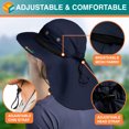 thumbnail image 5 of SUN CUBE Sun Hat for Men, Wide Brim Fishing Hat Neck Flap Cover Men Women, Hiking Safari, UV Sun Protection Summer Gardening Beach Camping UPF 50+, Navy, 5 of 8