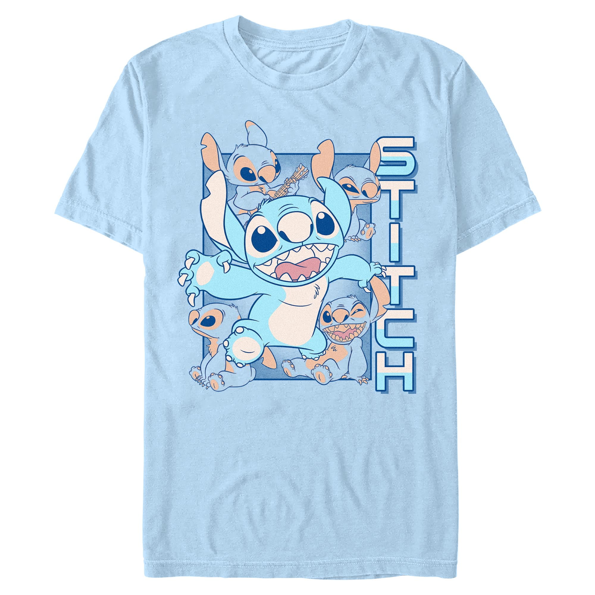 Men's Lilo & Stitch Watercolor Poses of Stitch Graphic Tee Beige X