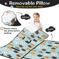 thumbnail image 3 of Multicolor Cat Head Blue Pattern Teens Toddler Nap Mat with Pillow, Sleeping Mat Bag for Preschool Daycare 59"x22", 3 of 6