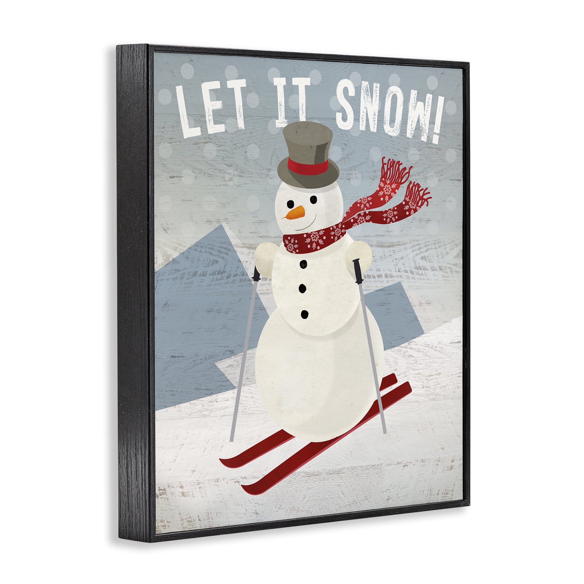 Stupell Industries Skiing Snowman on Slopes Holiday Painting Black Framed Art Prints Wall Art, 16 x 20
